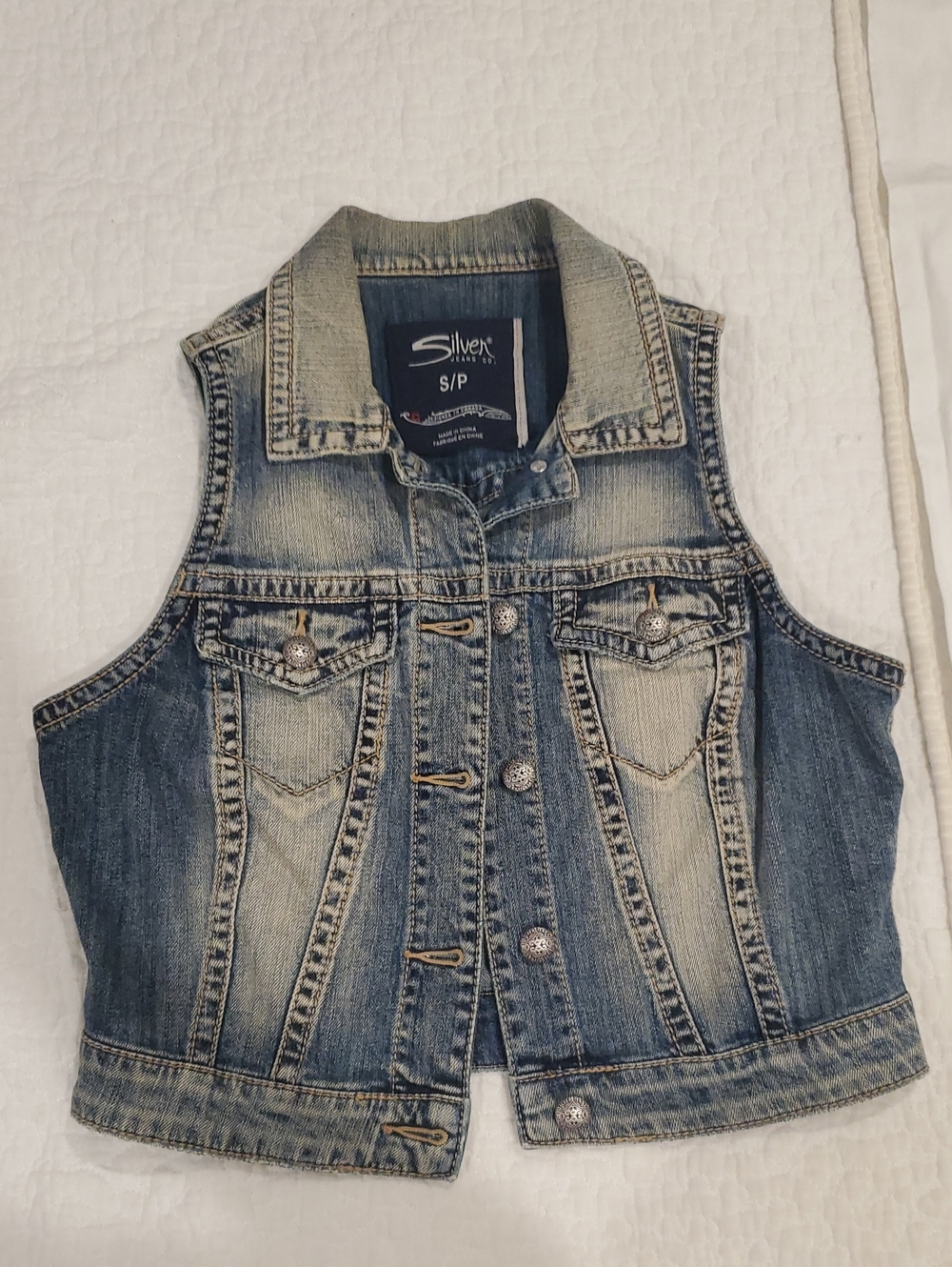 Silver Jeans Blue Washed Denim Vest